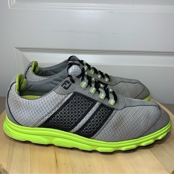 Footjoy Superlites Golf Sneakers Men's 10 w Gray Green Spikeless Shoes 58118 - Picture 12 of 14